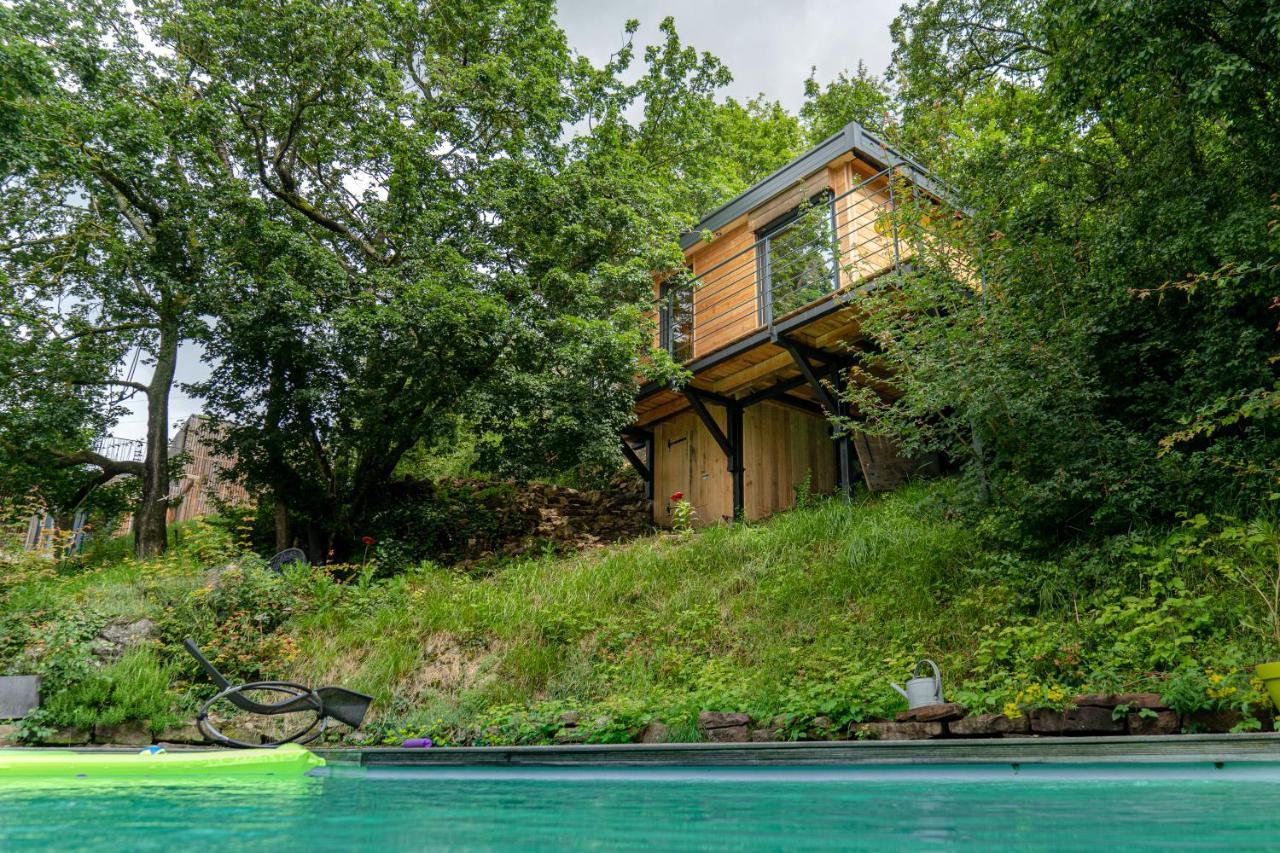 Le Moonloft insolite Tiny-House dans les arbres&1 séance de sauna pour 2 avec vue panoramique Osenbach Exterior foto